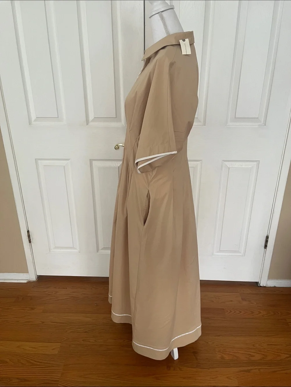 New Anthropologie Exquise dress Tobie Midi Button Down Pleated Waist pockets - Picture 5 of 10